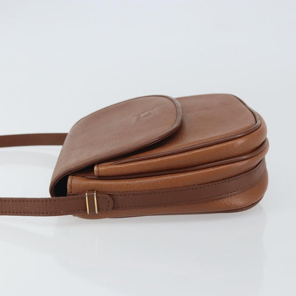 Burberrys Shoulder Bag Leather Brown Gold Auth BA9317