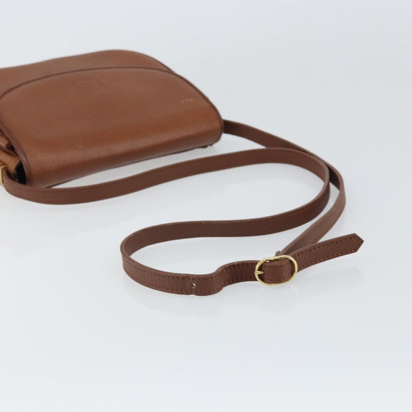Burberrys Shoulder Bag Leather Brown Gold Auth BA9317