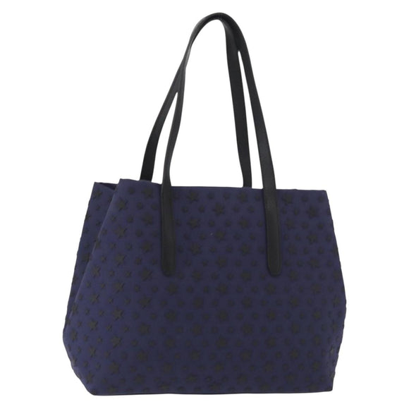 Jimmy Choo Sophia S Tote Bag Canvas Navy Silver Auth BA9319