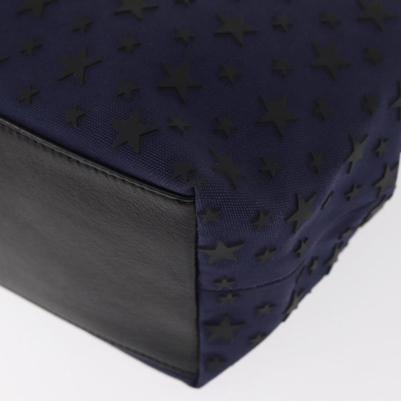Jimmy Choo Sophia S Tote Bag Canvas Navy Silver Auth BA9319