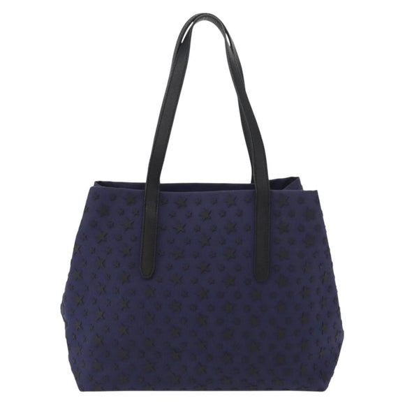 Jimmy Choo Sophia S Tote Bag Canvas Navy Silver Auth BA9319