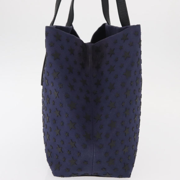 Jimmy Choo Sophia S Tote Bag Canvas Navy Silver Auth BA9319