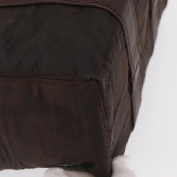 HERMES Acape Luco PM Hand Bag Nylon Dark Brown Auth BA9324