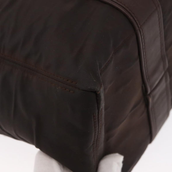 HERMES Acape Luco PM Hand Bag Nylon Dark Brown Auth BA9324