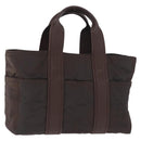 HERMES Acape Luco PM Hand Bag Nylon Dark Brown Auth BA9324-1