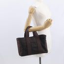 HERMES Acape Luco PM Hand Bag Nylon Dark Brown Auth BA9324-21