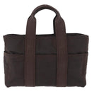 HERMES Acape Luco PM Hand Bag Nylon Dark Brown Auth BA9324-2