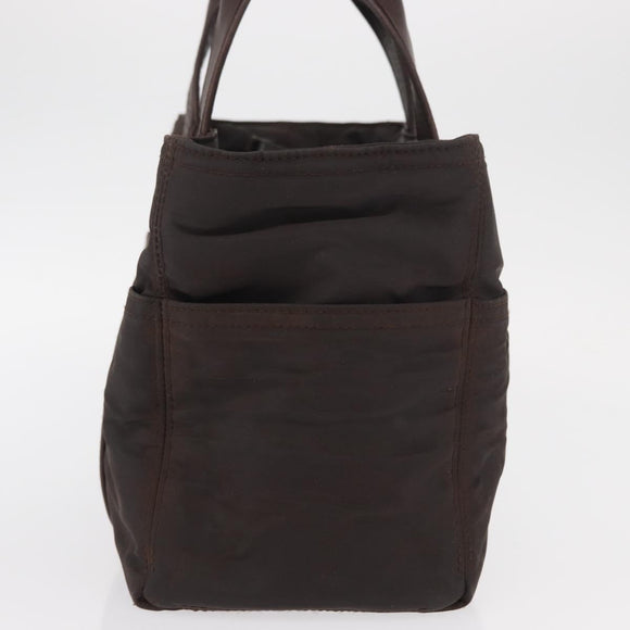 HERMES Acape Luco PM Hand Bag Nylon Dark Brown Auth BA9324
