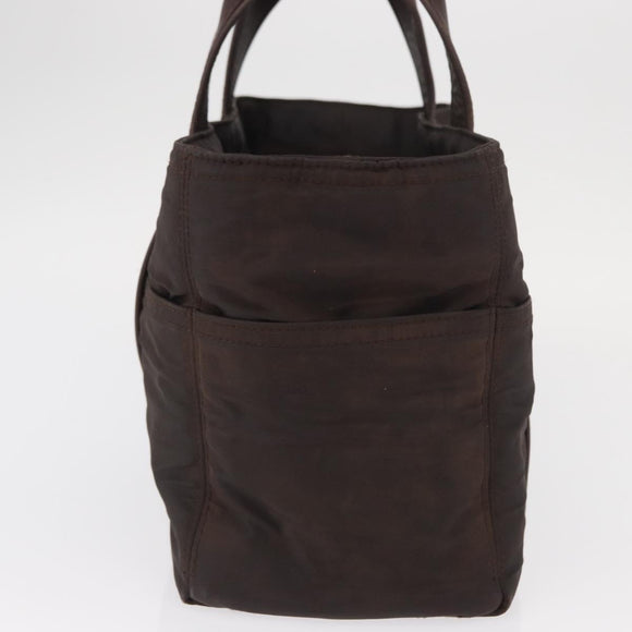 HERMES Acape Luco PM Hand Bag Nylon Dark Brown Auth BA9324