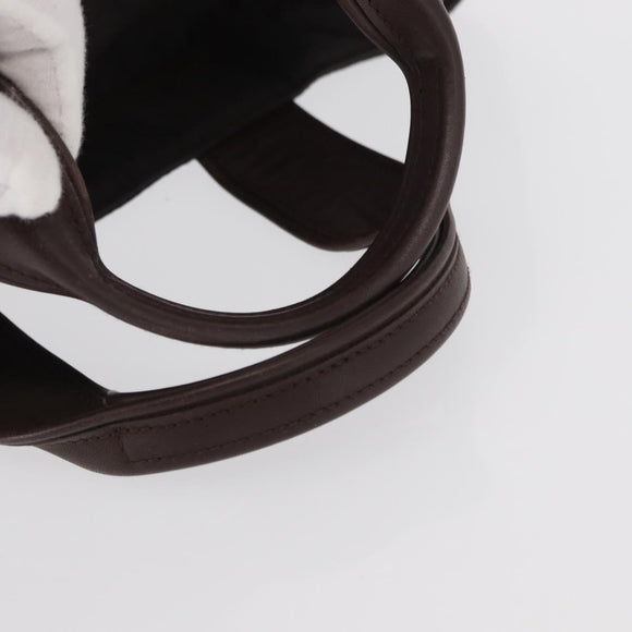 HERMES Acape Luco PM Hand Bag Nylon Dark Brown Auth BA9324