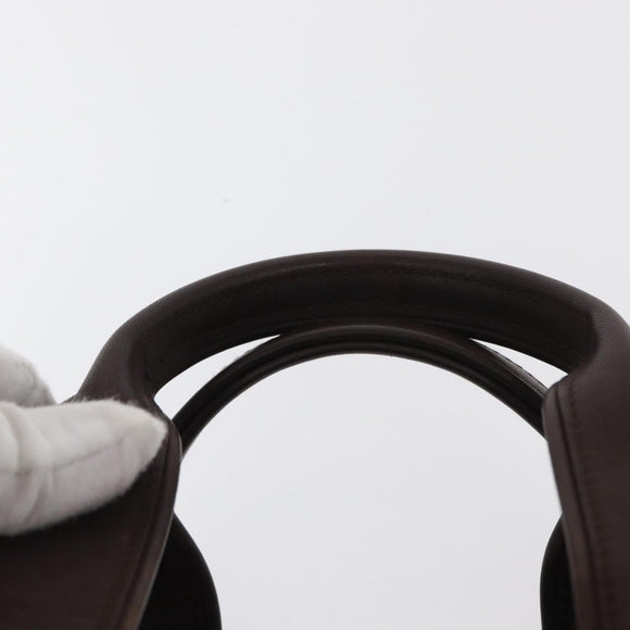 HERMES Acape Luco PM Hand Bag Nylon Dark Brown Auth BA9324