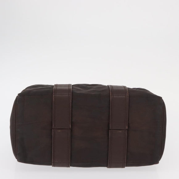 HERMES Acape Luco PM Hand Bag Nylon Dark Brown Auth BA9324