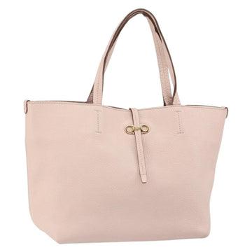 Salvatore Ferragamo Gancini Tote Bag Leather Pink Gold Auth BA9328