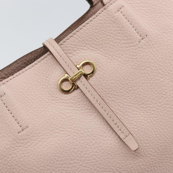 Salvatore Ferragamo Gancini Tote Bag Leather Pink Gold Auth BA9328