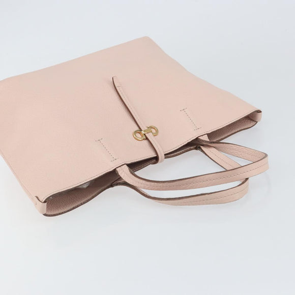 Salvatore Ferragamo Gancini Tote Bag Leather Pink Gold Auth BA9328