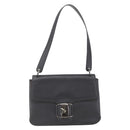 Salvatore Ferragamo Vala Shoulder Bag Leather Black Silver Auth BA9331-2