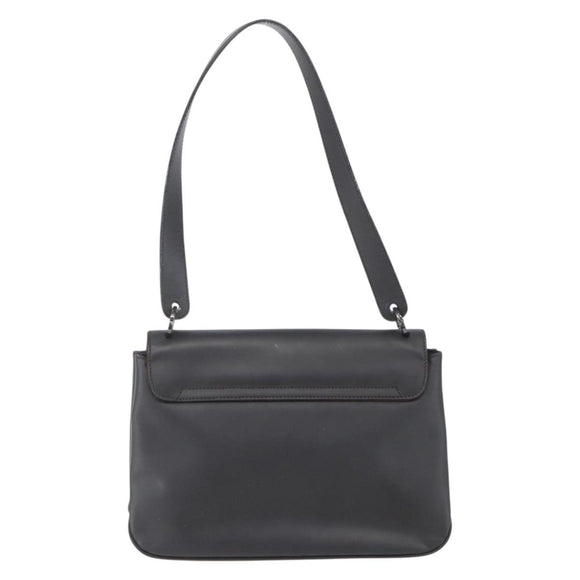 Salvatore Ferragamo Vala Shoulder Bag Leather Black Silver Auth BA9331