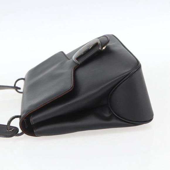 Salvatore Ferragamo Vala Shoulder Bag Leather Black Silver Auth BA9331