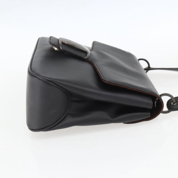 Salvatore Ferragamo Vala Shoulder Bag Leather Black Silver Auth BA9331