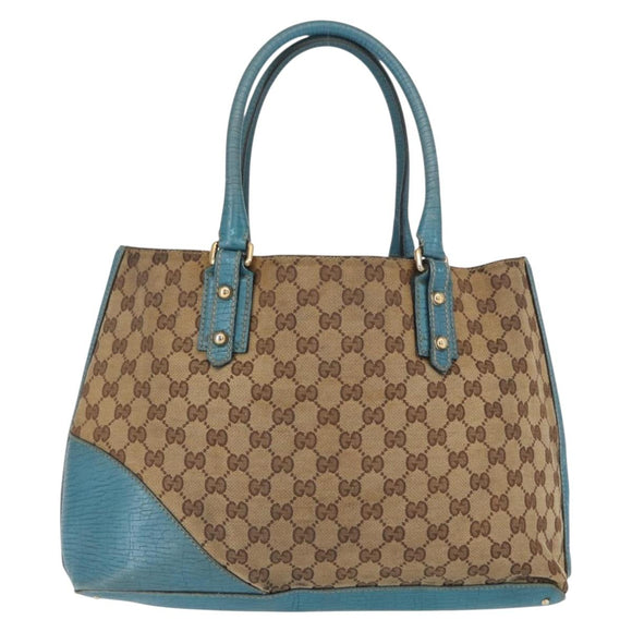 GUCCI GG Canvas Horsebit Tote Bag Beige Gold 137385 Auth BA9333