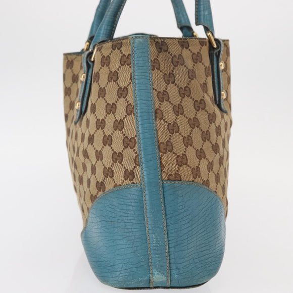 GUCCI GG Canvas Horsebit Tote Bag Beige Gold 137385 Auth BA9333
