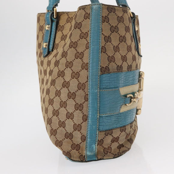 GUCCI GG Canvas Horsebit Tote Bag Beige Gold 137385 Auth BA9333