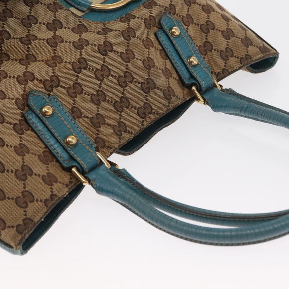 GUCCI GG Canvas Horsebit Tote Bag Beige Gold 137385 Auth BA9333