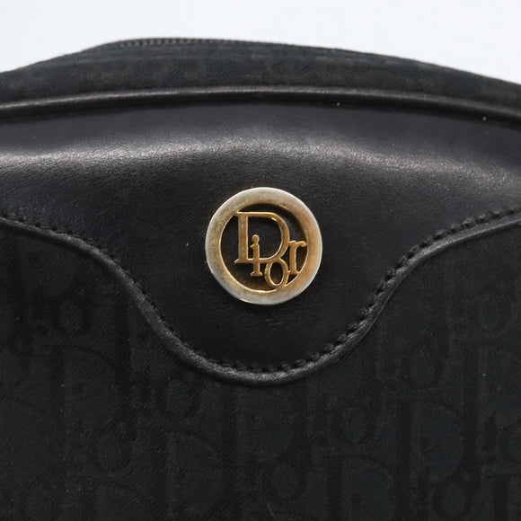 Christian Dior Trotter Canvas Shoulder Bag Black Gold Auth BA9335