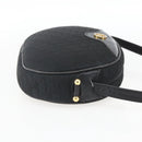 Christian Dior Trotter Canvas Shoulder Bag Black Gold Auth BA9335-4