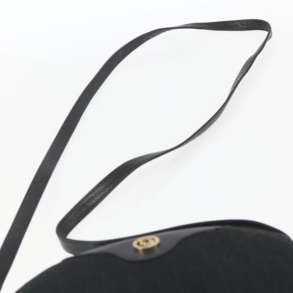 Christian Dior Trotter Canvas Shoulder Bag Black Gold Auth BA9335