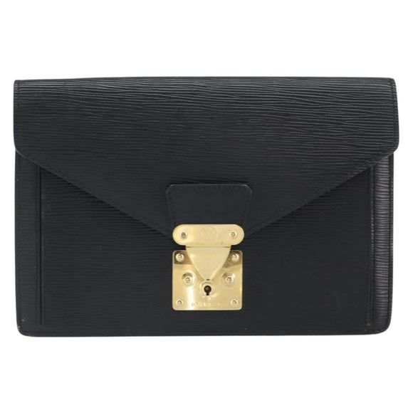 LOUIS VUITTON Epi Serie Dragonne Clutch Bag Black Noir M52612 LV Auth BA9336