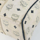 MCM Logogram Vicetos Tote Bag Leather White Gold Auth BA9337-10