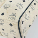 MCM Logogram Vicetos Tote Bag Leather White Gold Auth BA9337-12