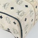 MCM Logogram Vicetos Tote Bag Leather White Gold Auth BA9337-13