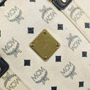 MCM Logogram Vicetos Tote Bag Leather White Gold Auth BA9337-14