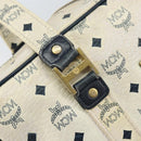 MCM Logogram Vicetos Tote Bag Leather White Gold Auth BA9337-15