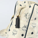 MCM Logogram Vicetos Tote Bag Leather White Gold Auth BA9337-16