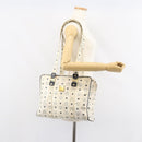 MCM Logogram Vicetos Tote Bag Leather White Gold Auth BA9337-22