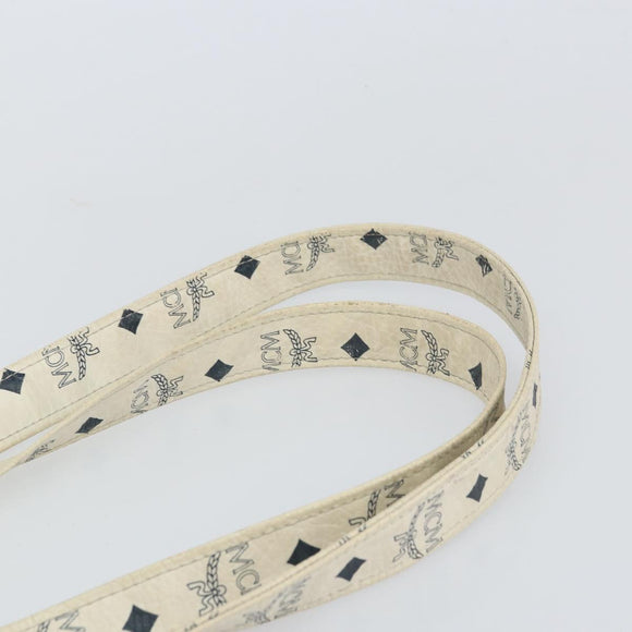 MCM Logogram Vicetos Tote Bag Leather White Gold Auth BA9337