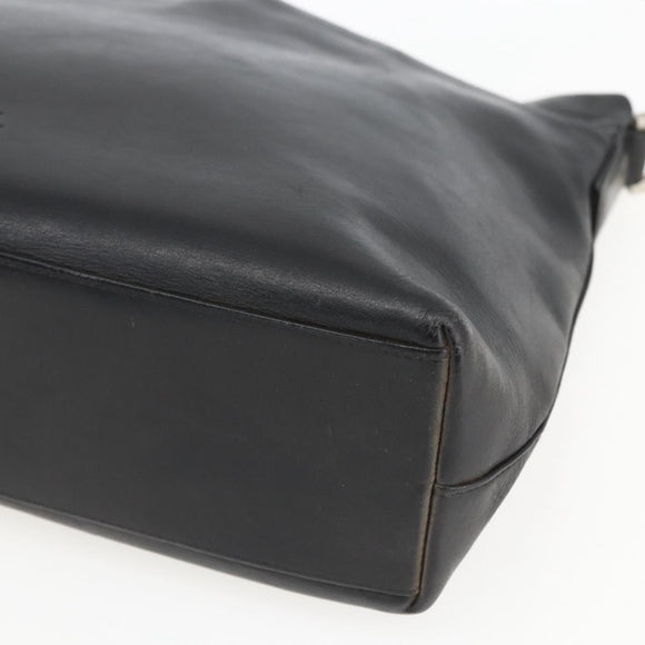 CHANEL Shoulder Bag Leather Black Silver CC Auth BA9339