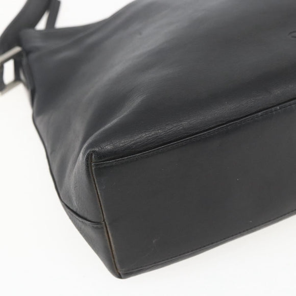 CHANEL Shoulder Bag Leather Black Silver CC Auth BA9339