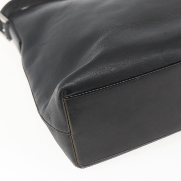 CHANEL Shoulder Bag Leather Black Silver CC Auth BA9339