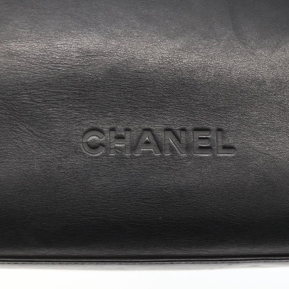 CHANEL Shoulder Bag Leather Black Silver CC Auth BA9339