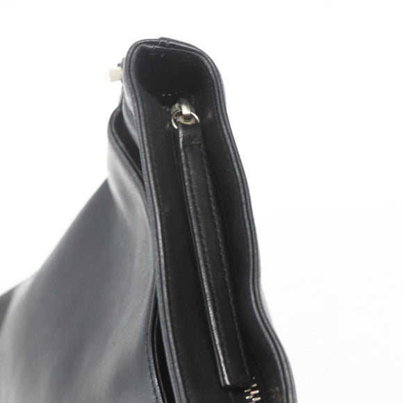 CHANEL Shoulder Bag Leather Black Silver CC Auth BA9339