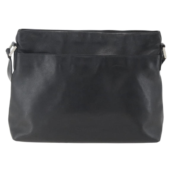 CHANEL Shoulder Bag Leather Black Silver CC Auth BA9339