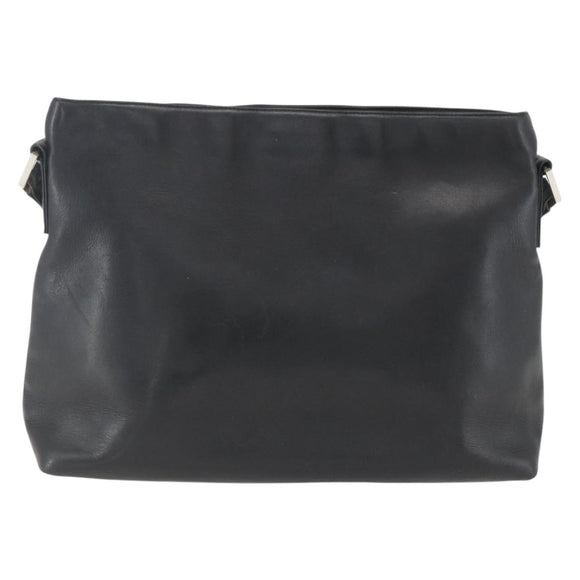 CHANEL Shoulder Bag Leather Black Silver CC Auth BA9339