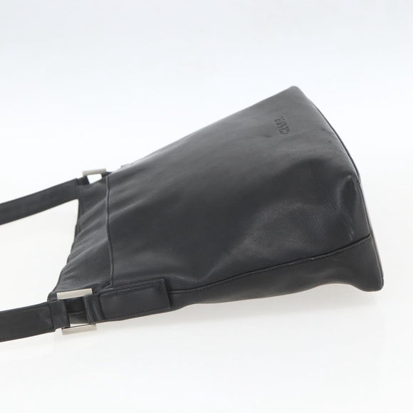 CHANEL Shoulder Bag Leather Black Silver CC Auth BA9339