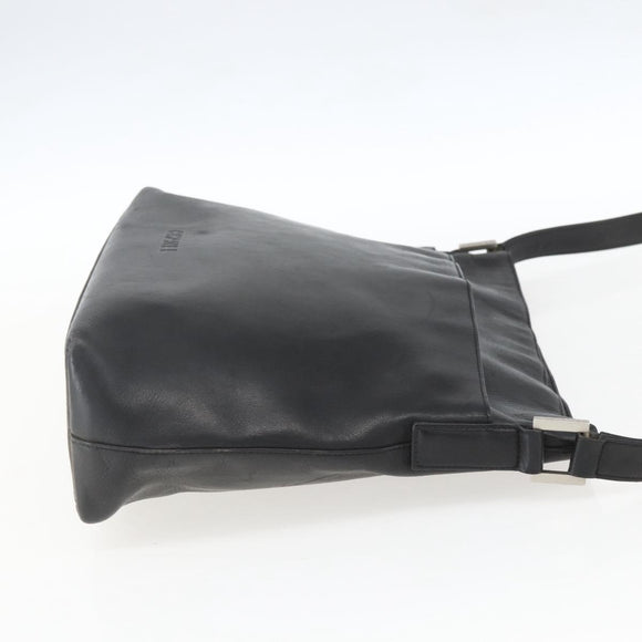 CHANEL Shoulder Bag Leather Black Silver CC Auth BA9339