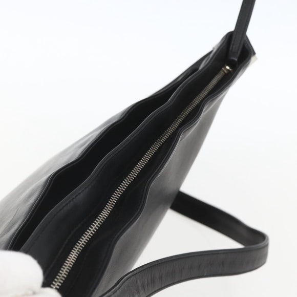 CHANEL Shoulder Bag Leather Black Silver CC Auth BA9339