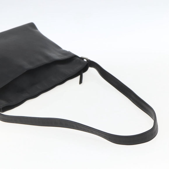 CHANEL Shoulder Bag Leather Black Silver CC Auth BA9339